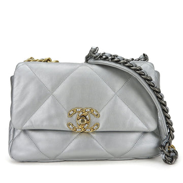 CHANEL Shoulder Bag 19 AS1160 Leather Silver Chain 30 Series Women's