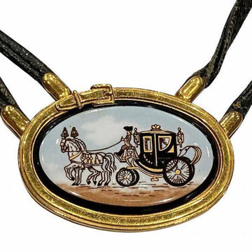 HERMES Enamel Carriage Leather Choker Brand Accessories Necklace Ladies
