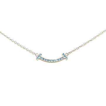 TIFFANY T Smile Micro Necklace Blue Silver K18YG Yellow Gold Women's &Co.