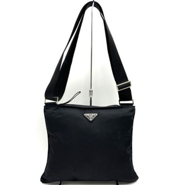 PRADA Tessuto Triangular Plate Shoulder Bag Black Nylon Ladies Women's ITW7WP4SNE