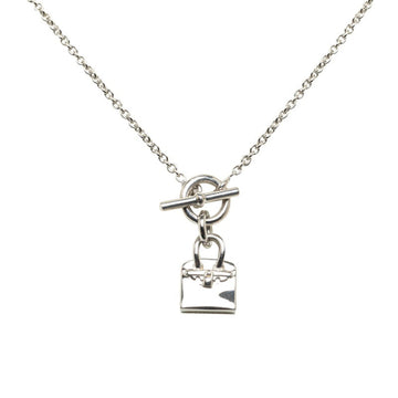 HERMES Amulet Birkin Motif Necklace Silver Metal Women's