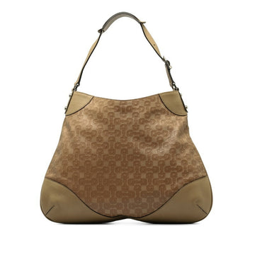 GUCCI Horsebit Pattern Bag 272389 Beige Leather Women's