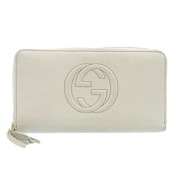 GUCCI Soho Interlocking G Tassel Round Long Wallet Leather White 308280 0416