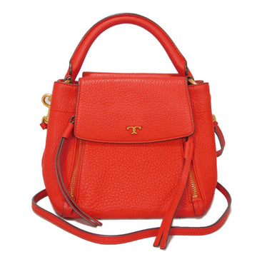 TORY BURCH Handbag Half Moon Pebbled Leather Compact Shoulder Bag T Red 45217 Women's