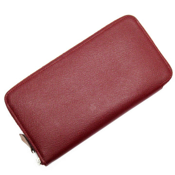 HERMES Round Long Wallet Azap Silk In Leather Burgundy Multicolor Women's w0281a