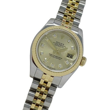 ROLEX Datejust 179173G F Series Watch Ladies 10P Diamond Automatic AT Stainless Steel SS Gold YG Combination Polished