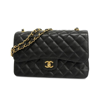 CHANEL Shoulder Bag Big Matelasse W Flap Chain Caviar Skin Black Ladies