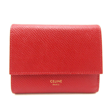 CELINE SMALL TRIFOLD WALLET 10B573BEL Women's Leather Wallet [tri-fold] Red Color