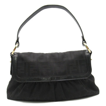 FENDI Zucca handbag Black leather Nylon 8BR445