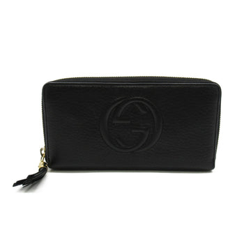 GUCCI Round long wallet Black leather 308004