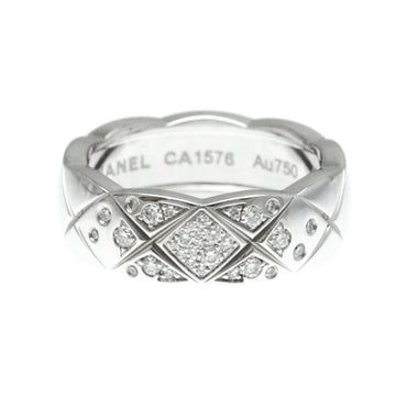 CHANEL Coco Crush Ring Medium Size Diamond J10865 White Gold [18K] Fashion Diamond Band Ring Carat/0.18 Silver