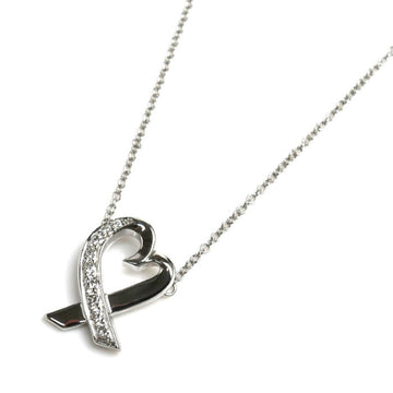 TIFFANY&Co.  K18WG White Gold Loving Heart Necklace Diamond 3.0g 42.5cm Women's