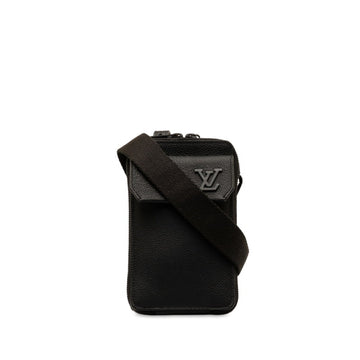 LOUIS VUITTON Aerogram Phone Pouch LV Shoulder Bag M57089 Noir Black Grained Leather Men's