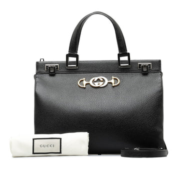 GUCCI Zumi Medium GG Handbag Shoulder Bag 564714 Black Leather Women's