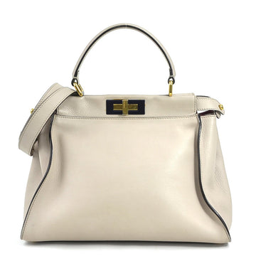FENDI handbag shoulder bag peekaboo leather beige gold ladies e58217a