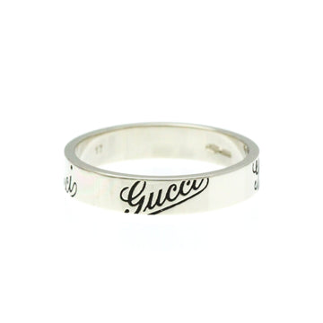 GUCCI Logo Print Ring White Gold [18K] Fashion No Stone Band Ring Silver