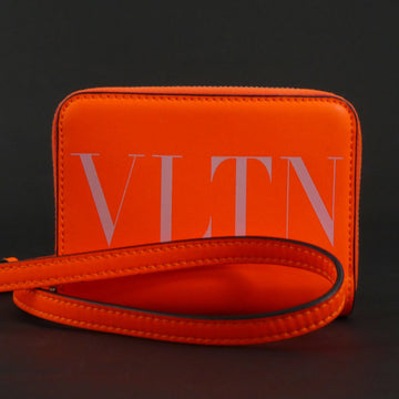 VALENTINO GARAVANI Garavani Wallet/Coin Case Shoulder Wallet Leather Orange Silver Men's Women's e58660i