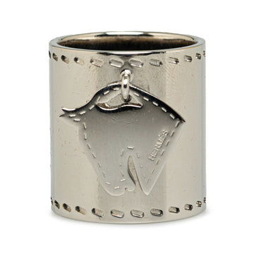 HERMES Horse Motif Scarf Ring Silver Metal Women's