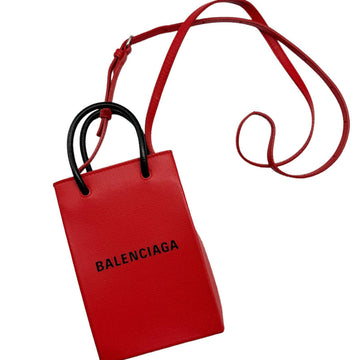 BALENCIAGA Handbag Shoulder Bag Leather Red/Black Women's z0358