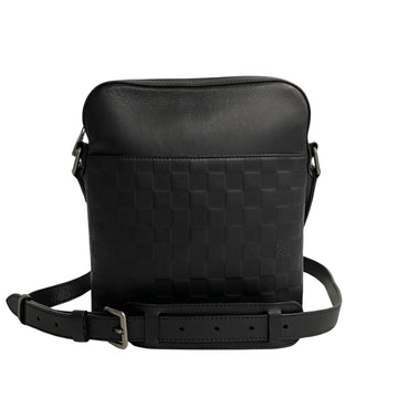 LOUIS VUITTON Pochette District Damier Infini Leather Shoulder Bag Black 18136