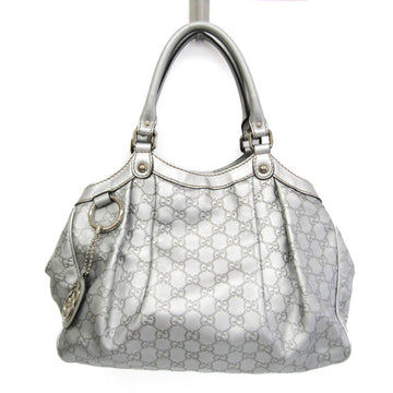 GUCCIssima Sukey 211944 Women's Leather Handbag Silver