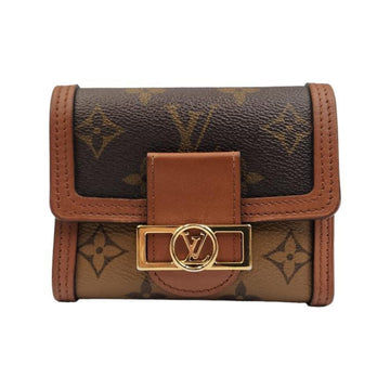 LOUIS VUITTON Monogram Reverse Portefeuille Dauphine Compact Wallet Men's Women's Tri-fold Brown M68725
