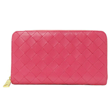 BOTTEGA VENETA BOTTEGAVENETA Wallet Women's Brand Intrecciato Long Leather Pink Round Zipper