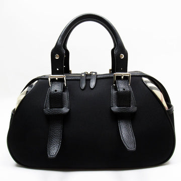 BURBERRY Handbag Nova Check Nylon Jacquard/Leather Black/Beige Silver Ladies