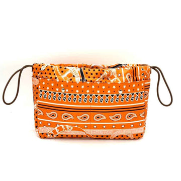HERMES Bag Foolbi 25 Orange Bag-in-bag Multi-case Paisley Star Pattern Ladies Silk x Vaux Balenia