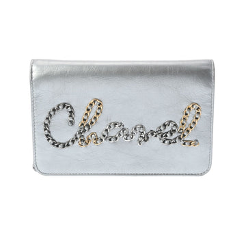CHANEL Chain Wallet Silver / - Women's Calf Shoulder Bag