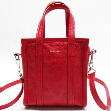 BALENCIAGA Handbag Shoulder Bag Bazaar Shopper XXS Leather Red Silver Ladies