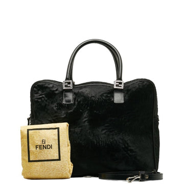 FENDI Handbag Shoulder Bag Black Pony Leather Women's