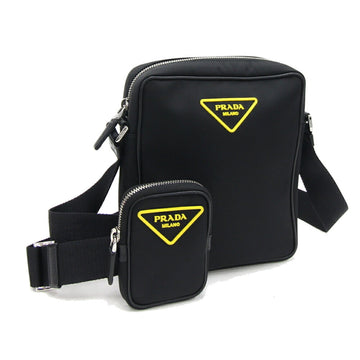 PRADA Shoulder Bag 2VH112 Black Yellow Nylon Leather Women's Men's