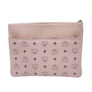 MCM Shoulder Bag Clutch Leather Light Pink Unisex z0556