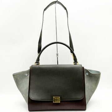 CELINE Trapeze 2Way Handbag Shoulder Bag Leather Suede Purple Brown Ladies ITL6YQYG8CAO