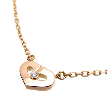 CARTIER 750PG C Heart Diamond Women's Necklace 750 Pink Gold