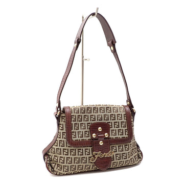 FENDI Shoulder Bag Zucchino Women's Brown Canvas Leather 8BR541 A6046898