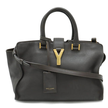 YVES SAINT LAURENT PARIS YSL Yves  Y-Line Petit Cabas Handbag Leather Grey 311210