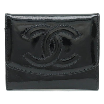 CHANEL Coco Mark Coin Case, Purse, Patent Leather, Enamel, Black, A01430