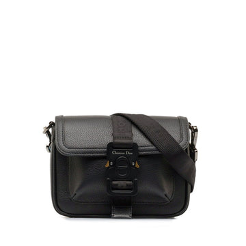 CHRISTIAN DIOR Dior Hit the Road Shoulder Bag 2HTC58YMJ_H00N Black Grained Calf Leather Women's