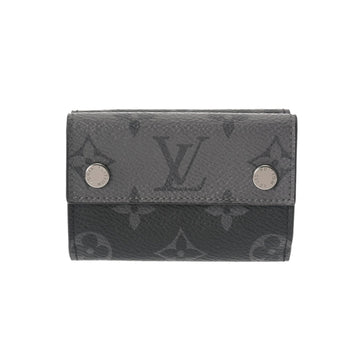 LOUIS VUITTON Monogram Eclipse Discovery Compact Wallet Black/Grey M45417 Men's Canvas Tri-fold