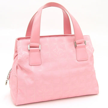 CHANEL Handbag New Travel Line A30916 Pink Nylon Canvas Leather Hand Tote Coco Mark Women's