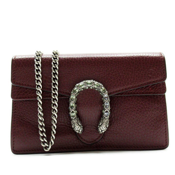 GUCCI Shoulder Bag Dionysus Leather/Metal Burgundy/Silver Women's 476432