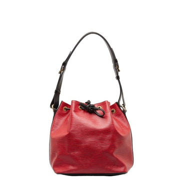 LOUIS VUITTON Epi Petit Noe Shoulder Bag M44172 Castilian Red Noir Leather Women's