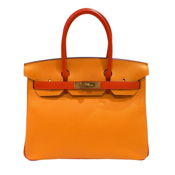 HERMES Birkin 30 Handbag Jaune D'or Orange Epson A Engraved Women's Men's