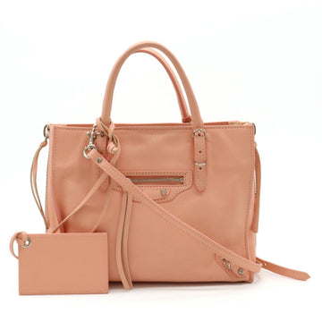 BALENCIAGA Paper Handbag Shoulder Bag Leather Coral Pink 357333