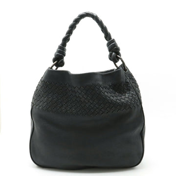 BOTTEGA VENETA Intrecciato Shoulder Bag Leather Black 174526
