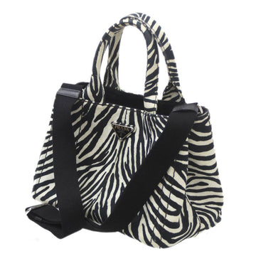 PRADA 2way handbag Canapa Zebra cotton