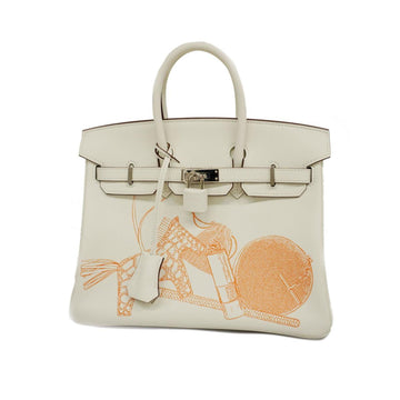 HERMES handbag Birkin In & Out 25 U engraved Swift leather blanc for women