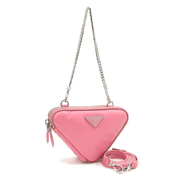 PRADA Handbag 1NR015 Pink Leather Shoulder Bag Triangle Ladies
